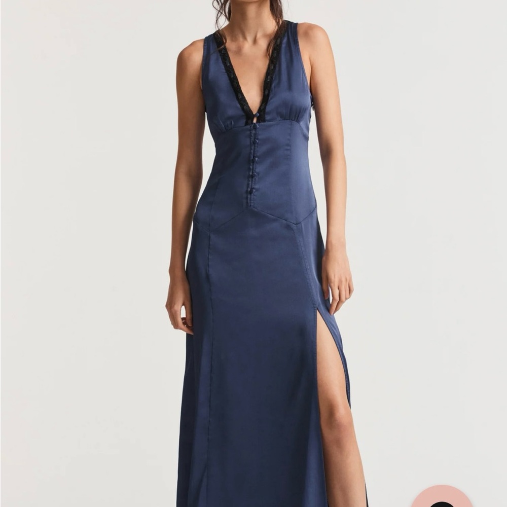 LoveShackFancy Navy Blue Backless Dress